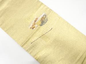 茶道具模様織り出し　開き名古屋帯（額縁仕立て）